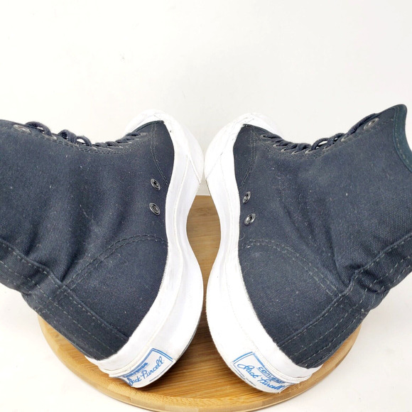 Converse Jack Purcell Shoes Women 8.5 Sneaker Black High Top Athletic - Picture 12 of 14